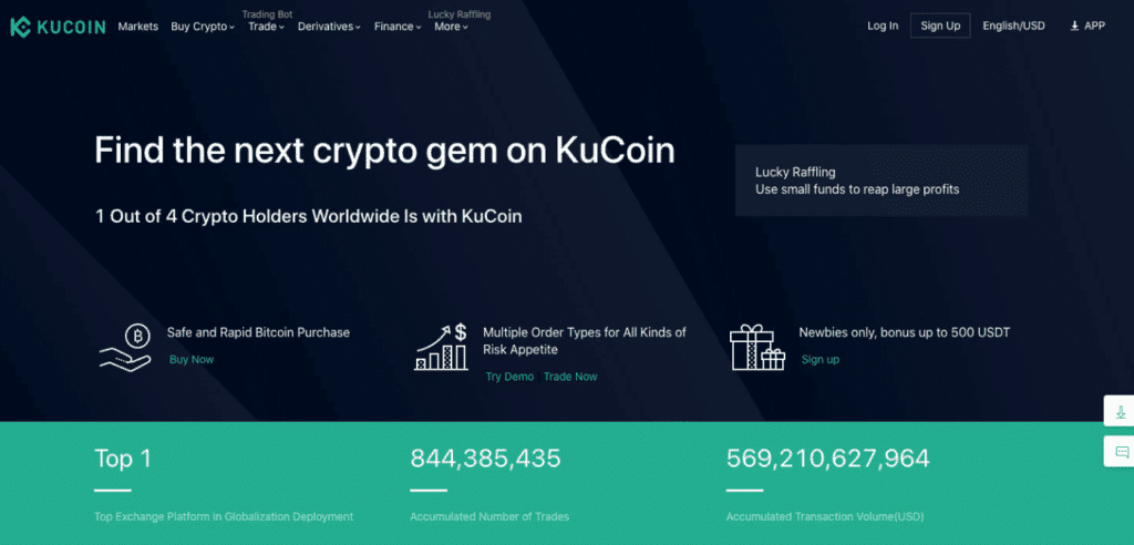 Wide selection of cryptocurrencies on KuCoin.