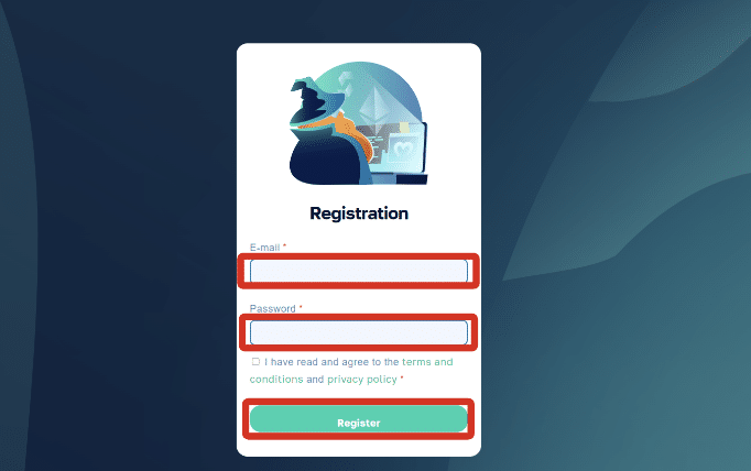 Registration page