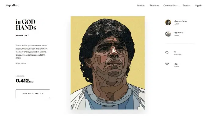 Single-edition NFTs from established artist SuperRare's platform.