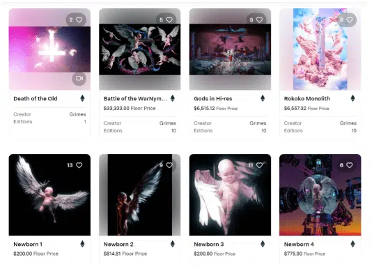 Grimes NFTs on Nifty Gateway.