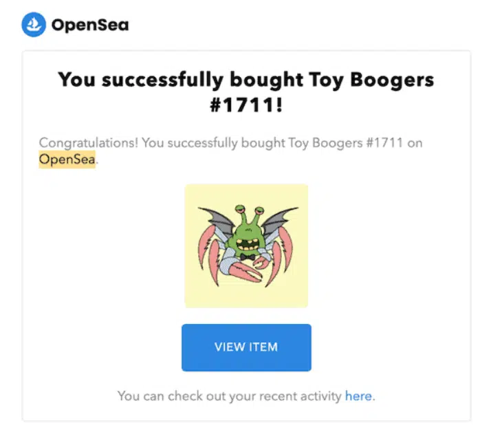 Completed NFT Purchase