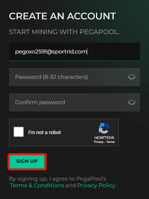 PEGA Pool cryptocurrency mining.