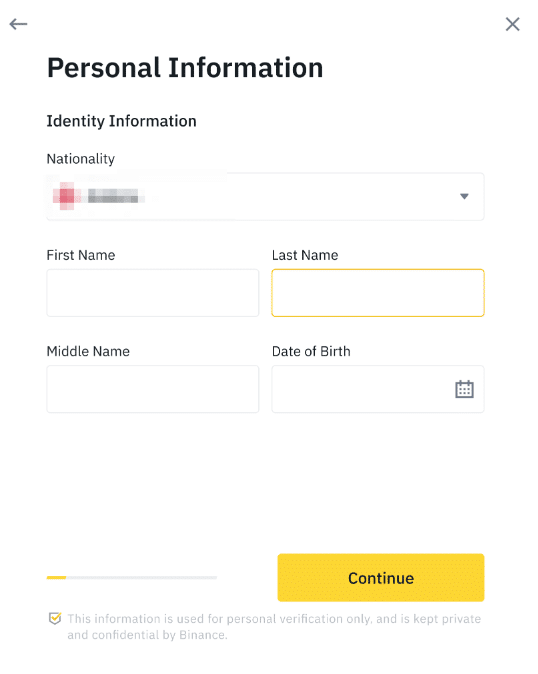 Personal info for KYC