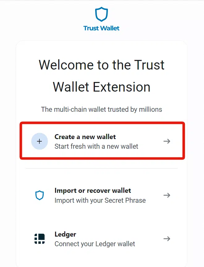 create a new crypto wallet.