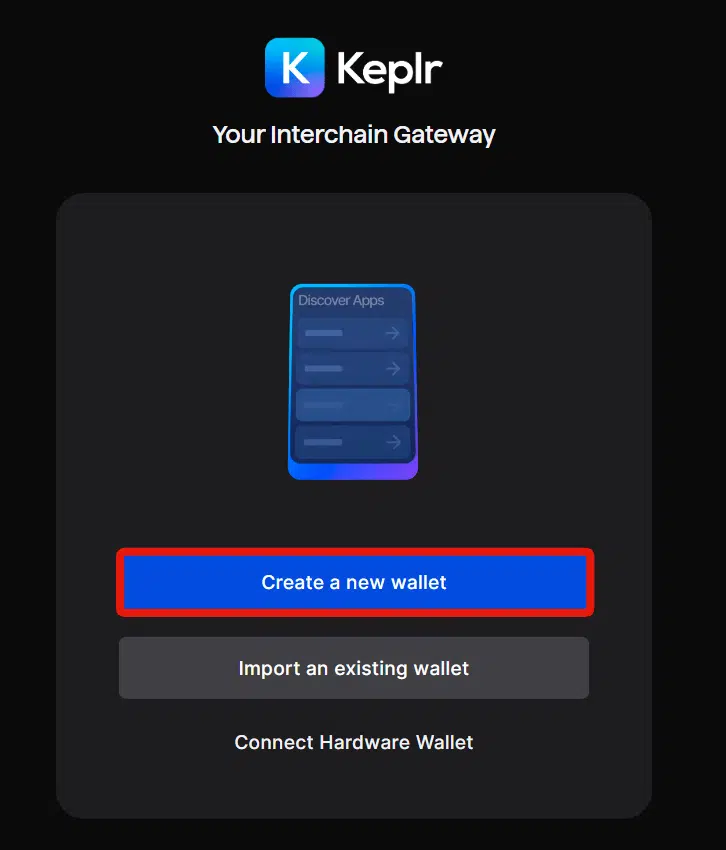 Keplr wallet new account.
