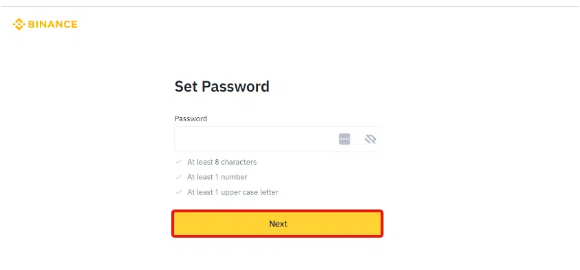 Choose a strong password to purchase Monero.