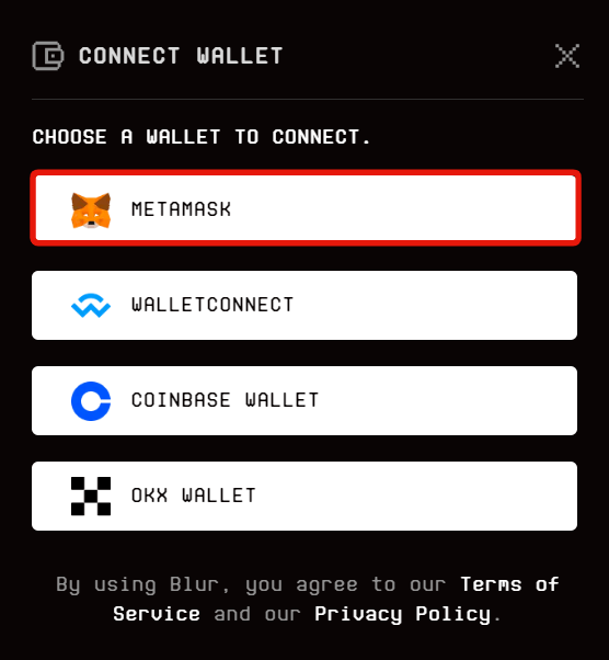 Connect MetaMask wallet.