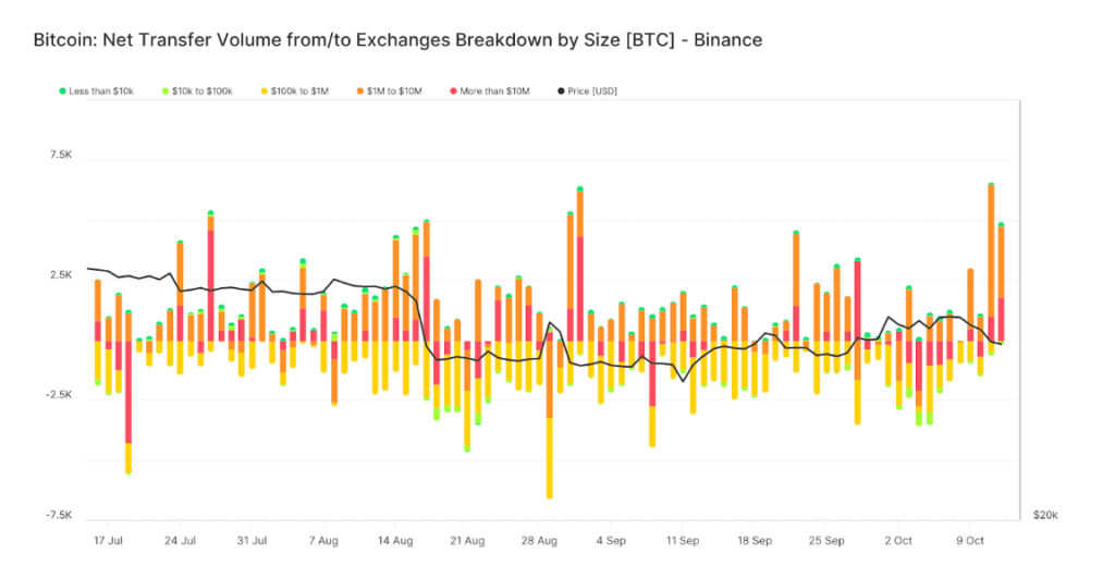 Net Trasnfer Volume from/to Binance