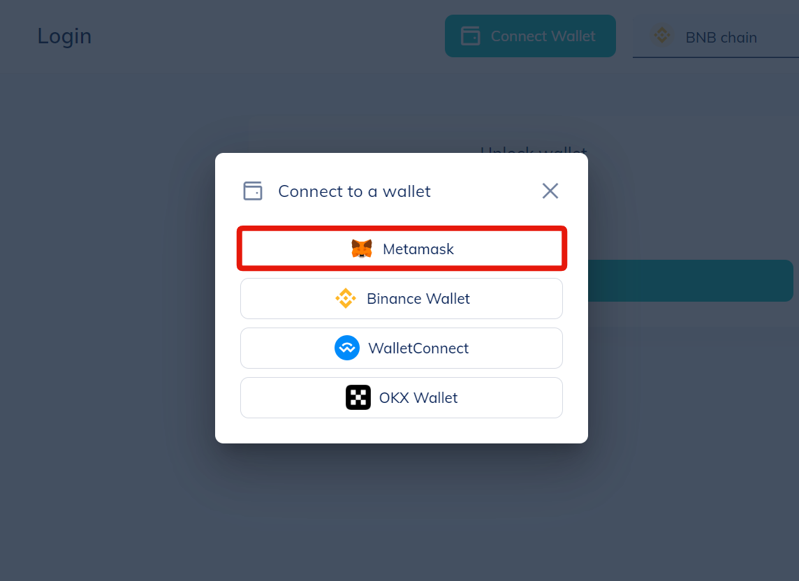 Connect wallet pop-up.