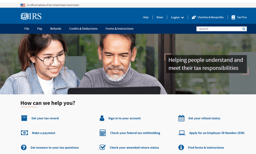 IRS home page.