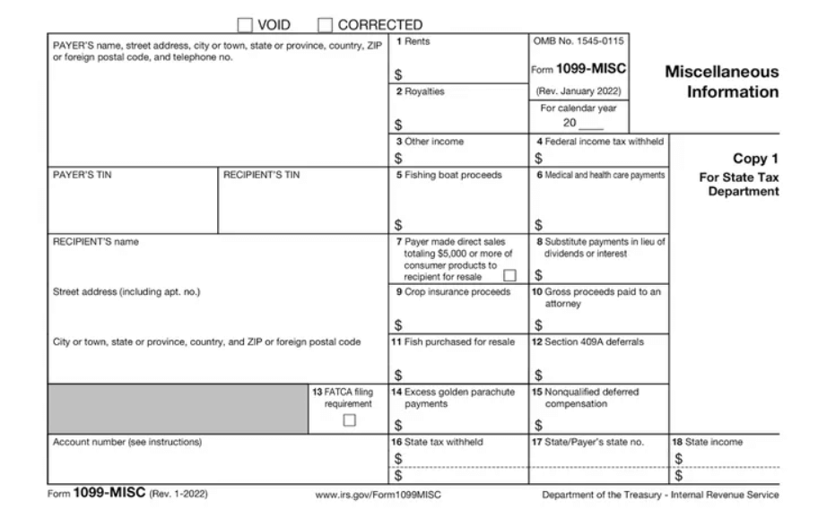 Form 1099-MISC for miscellaneous income reporting.