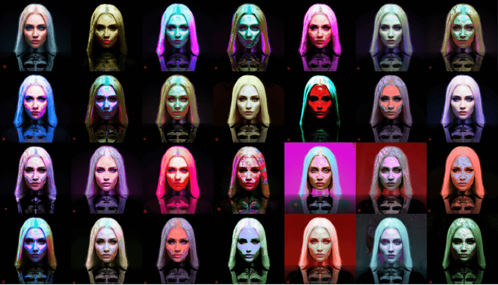 Faces of Delcy NFTs.