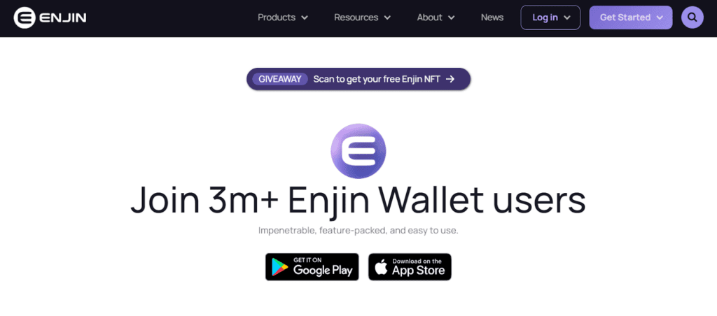 Enjin Wallet Home Page.