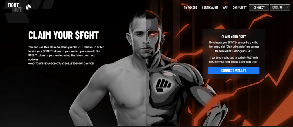 Preview of the Fight Out website offering a signup bonus.
