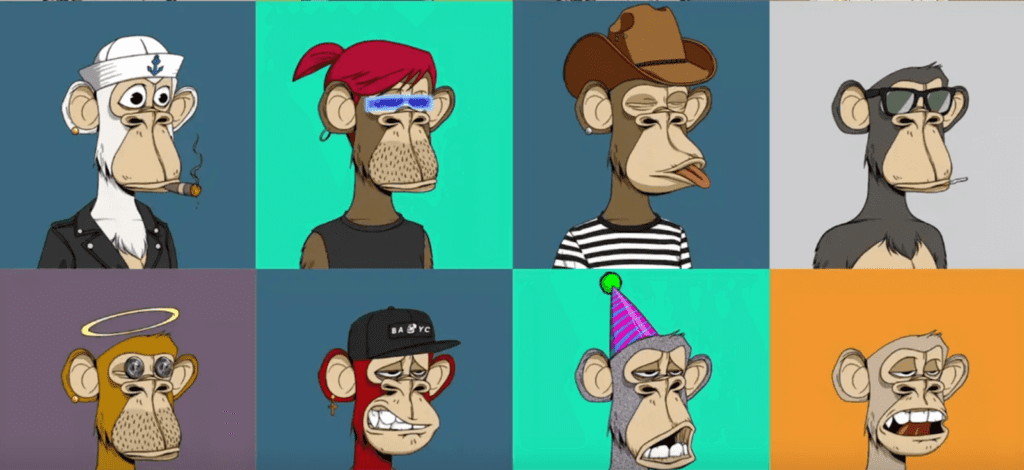 A collection of the original Bored Apes.