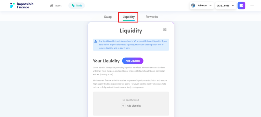 Provide Liquidity on Impossible Finance