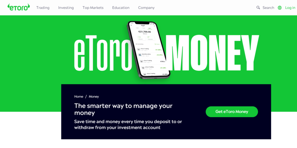 eToro Money Landing Page