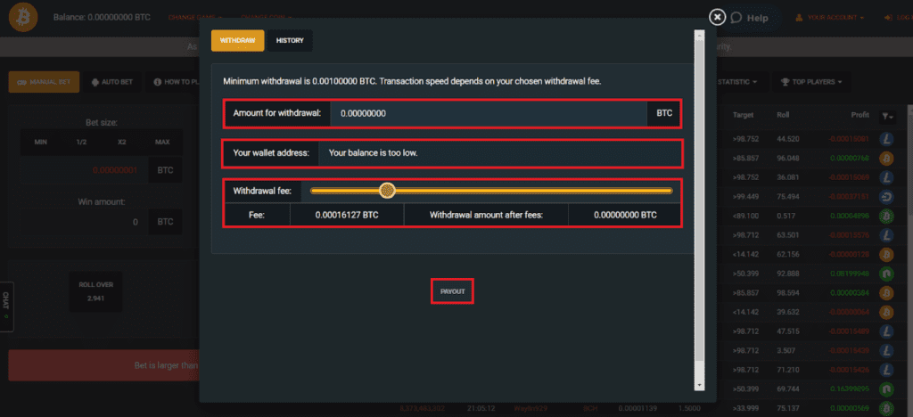CryptoGames’ withdrawals