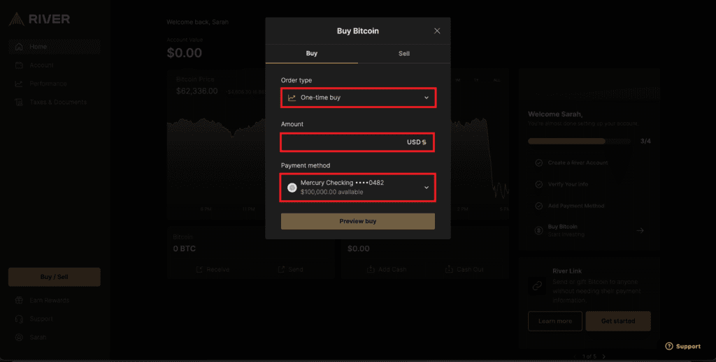Create an Order on River