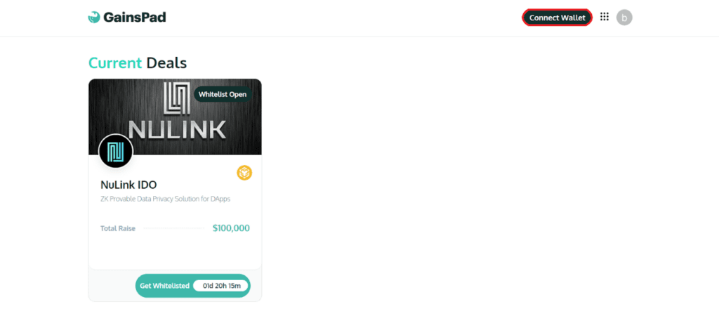 Connect a Wallet to Gains Launchpad