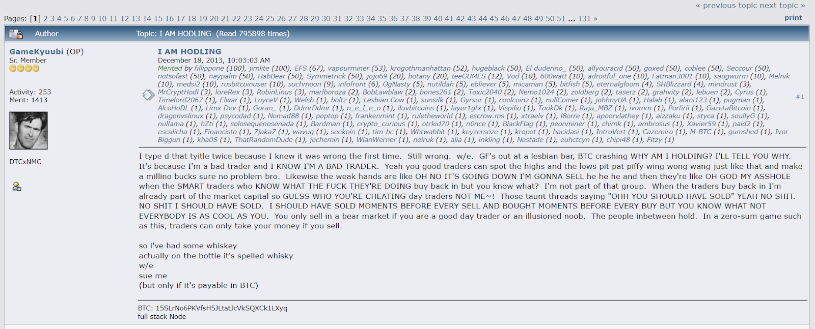 The original HODL post